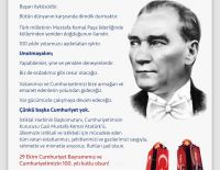 29 Ekim Cumhuriyet Bayramımız ve Cumhuriyetimizin 100. yılı kutlu olsun!