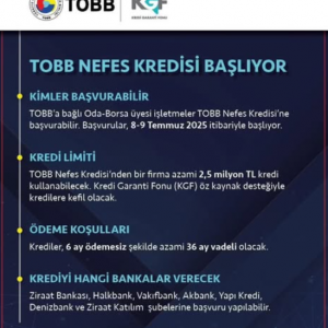 TOBB NEFES KREDİSİ BAŞLIYOR